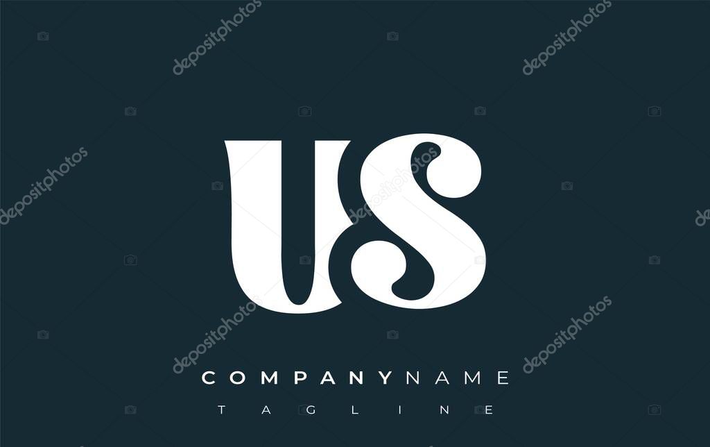 US Creative Abstract Typography Logo Design. Elegant logo combining bold typography and creative shapes, ideal for branding and identity solutions.