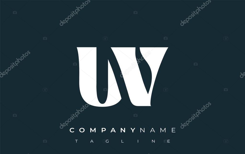 UV Creative Abstract Typography Logo Design. Elegant logo combining bold typography and creative shapes, ideal for branding and identity solutions.