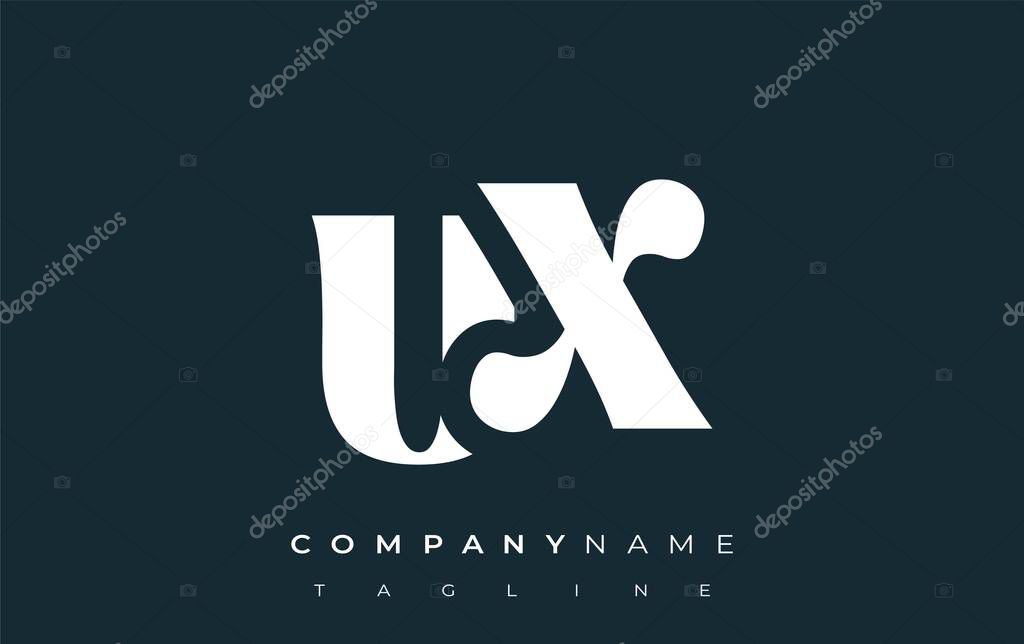 UX Creative Abstract Typography Logo Design. Elegant logo combining bold typography and creative shapes, ideal for branding and identity solutions.