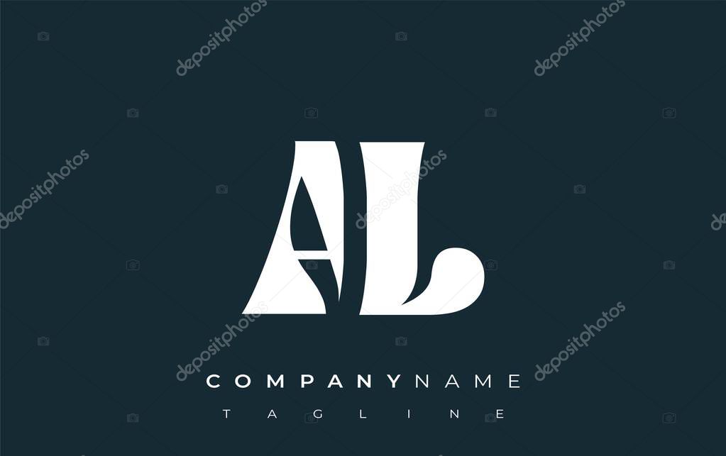AL Creative Abstract Typography Logo Design. Elegant logo combining bold typography and creative shapes, ideal for branding and identity solutions.