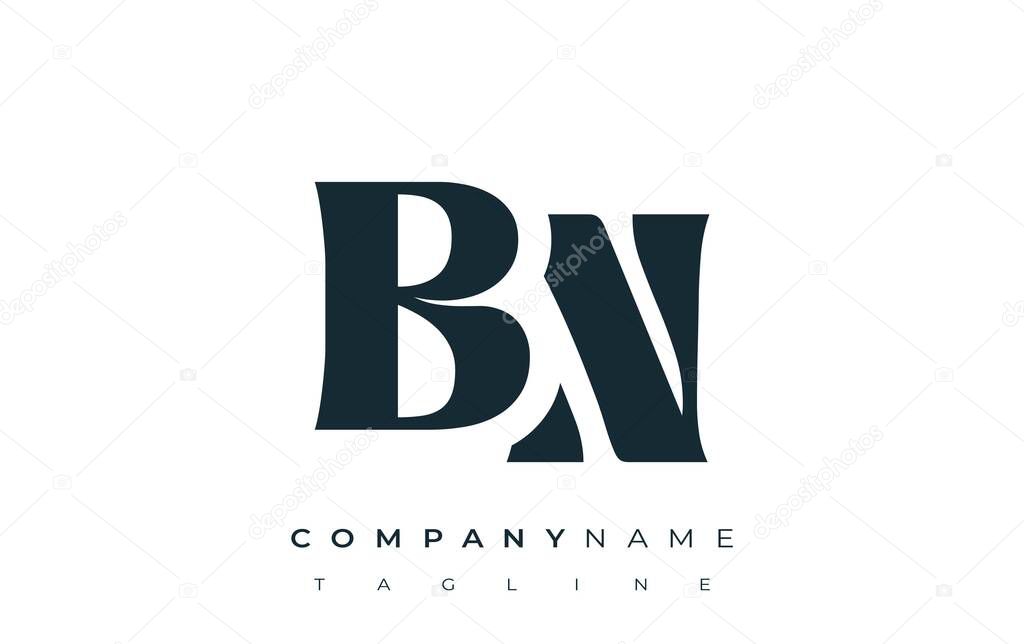 BN Creative Abstract Typography Logo Design. Elegant logo combining bold typography and creative shapes, ideal for branding and identity solutions.