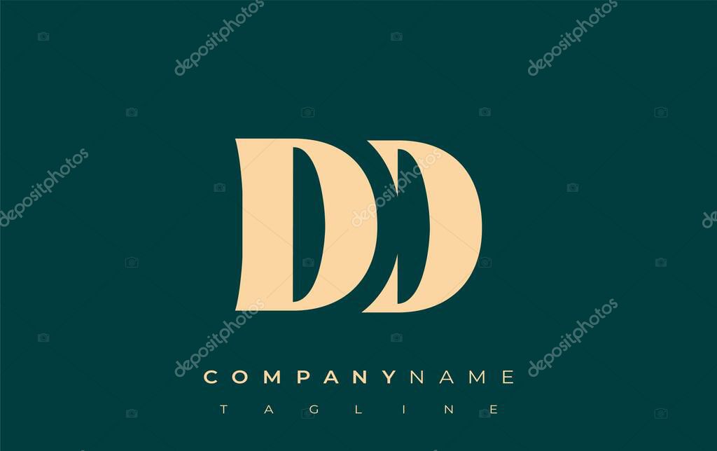 DD Creative Abstract Typography Logo Design. Elegant logo combining bold typography and creative shapes, ideal for branding and identity solutions.
