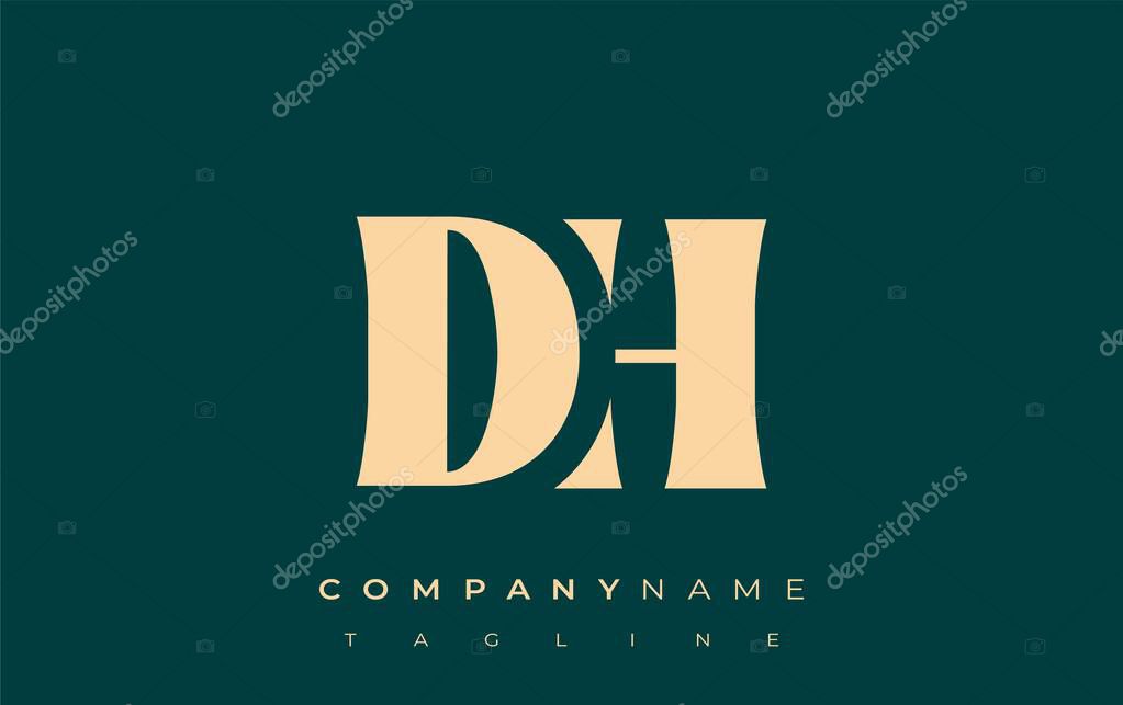 DH Creative Abstract Typography Logo Design. Elegant logo combining bold typography and creative shapes, ideal for branding and identity solutions.