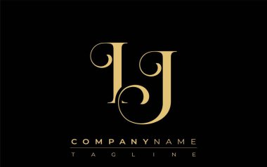 IJ Soyut Mücevher Logosu. Zarif ve modern tipografide altın harflerle başharfleri olan şık bir logo, markalaşmak için mükemmel.