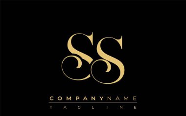 SS Soyut Yaratıcı Mücevher Logosu. Zarif ve modern tipografide altın harflerle başharfleri olan şık bir logo, markalaşmak için mükemmel.