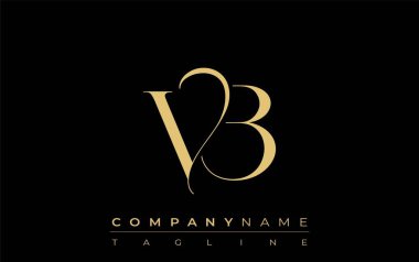 VB Soyut Mücevher Logosu. Zarif ve modern tipografide altın harflerle başharfleri olan şık bir logo, markalaşmak için mükemmel.