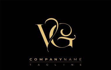 VG Soyut Mücevher Logosu. Zarif ve modern tipografide altın harflerle başharfleri olan şık bir logo, markalaşmak için mükemmel.