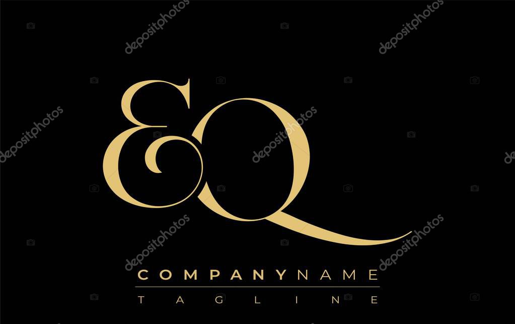 EQ Abstract Creative Jewelry Logo. A stylish logo featuring golden monogram initials in an elegant and modern typography, perfect for branding