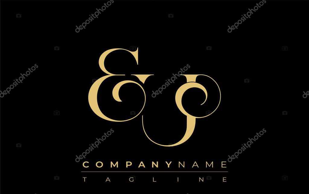 EU Abstract Creative Jewelry Logo. A stylish logo featuring golden monogram initials in an elegant and modern typography, perfect for branding