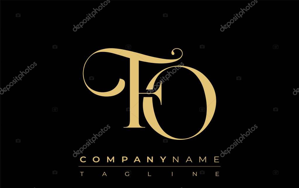 FO Abstract Creative Jewelry Logo. A stylish logo featuring golden monogram initials in an elegant and modern typography, perfect for branding