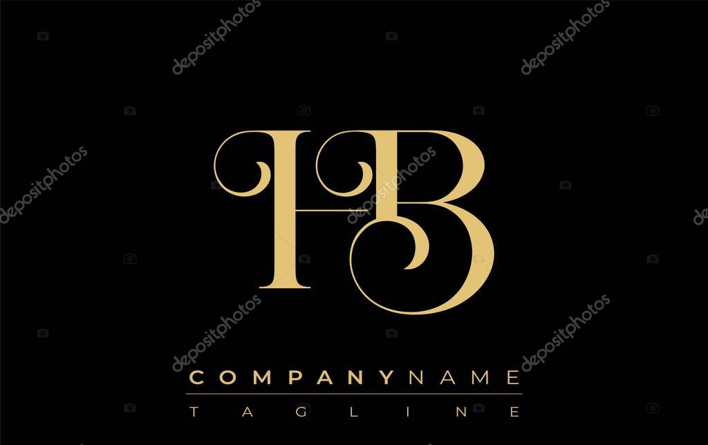 HB Abstract Creative Jewelry Logo. A stylish logo featuring golden monogram initials in an elegant and modern typography, perfect for branding