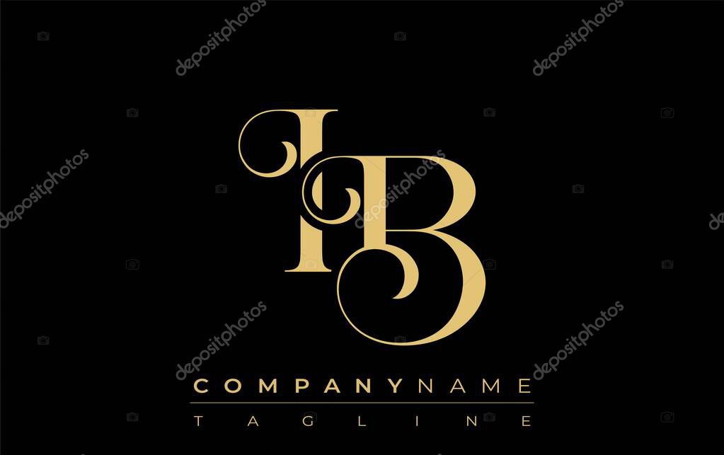 IB Abstract Creative Jewelry Logo. A stylish logo featuring golden monogram initials in an elegant and modern typography, perfect for branding