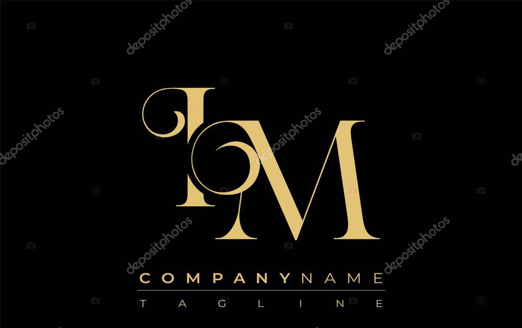 IM Abstract Creative Jewelry Logo. A stylish logo featuring golden monogram initials in an elegant and modern typography, perfect for branding