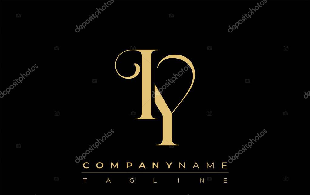 IY Abstract Creative Jewelry Logo. A stylish logo featuring golden monogram initials in an elegant and modern typography, perfect for branding