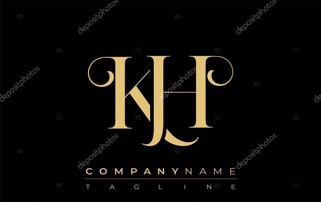 KH Abstract Creative Jewelry Logo. A stylish logo featuring golden monogram initials in an elegant and modern typography, perfect for branding