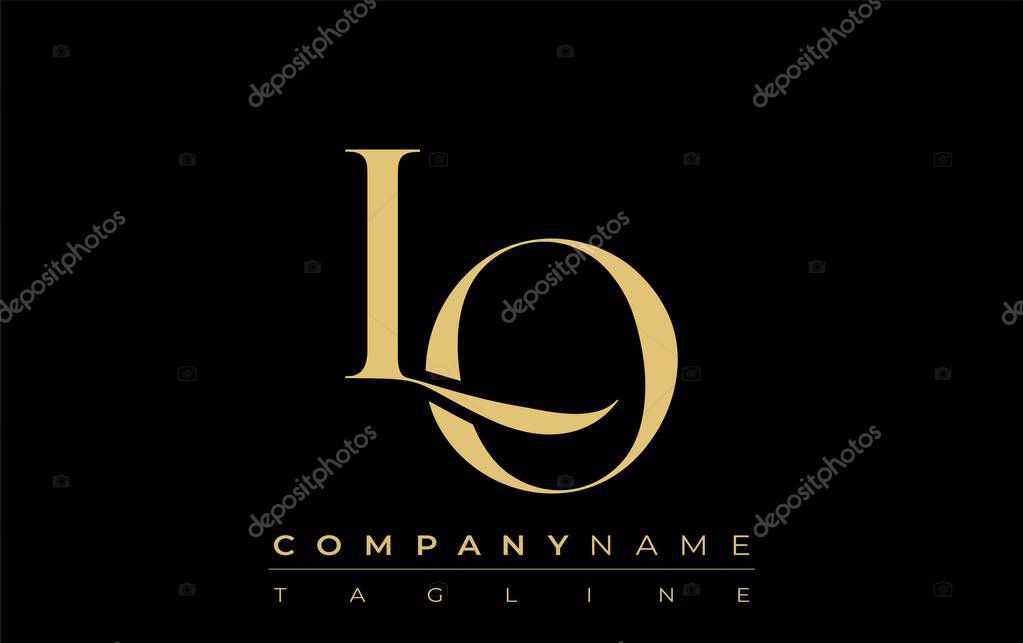 LO Abstract Creative Jewelry Logo. A stylish logo featuring golden monogram initials in an elegant and modern typography, perfect for branding