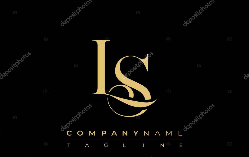 LS Abstract Creative Jewelry Logo. A stylish logo featuring golden monogram initials in an elegant and modern typography, perfect for branding