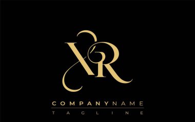 XR Soyut Mücevher Logosu. Zarif ve modern tipografide altın harflerle başharfleri olan şık bir logo, markalaşmak için mükemmel.