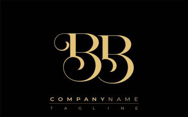 BB Soyut Mücevher Logosu. Zarif ve modern tipografide altın harflerle başharfleri olan şık bir logo, markalaşmak için mükemmel.