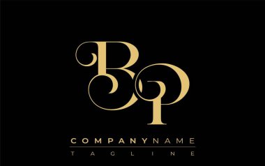 BP Soyut Yaratıcı Mücevher Logosu. Zarif ve modern tipografide altın harflerle başharfleri olan şık bir logo, markalaşmak için mükemmel.
