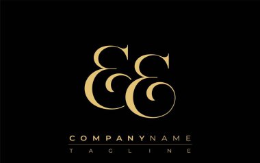 EE Soyut Mücevher Logosu. Zarif ve modern tipografide altın harflerle başharfleri olan şık bir logo, markalaşmak için mükemmel.