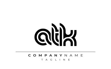 ATK Yaratıcı Eşsiz Modern Harf Logosu Tasarımı. Benzersiz bir harf dizaynına sahip stilize logo, soyut minimalist estetik ve modern cazibe sunar.