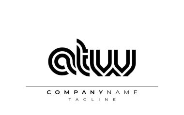 ATW Yaratıcı Eşsiz Modern Harf Logosu Tasarımı. Benzersiz bir harf dizaynına sahip stilize logo, soyut minimalist estetik ve modern cazibe sunar.