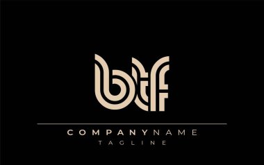 BTF Yaratıcı Eşsiz Modern Harf Logosu Tasarımı. Benzersiz bir harf dizaynına sahip stilize logo, soyut minimalist estetik ve modern cazibe sunar.