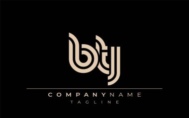 BTJ Yaratıcı Eşsiz Modern Harf Logosu Tasarımı. Benzersiz bir harf dizaynına sahip stilize logo, soyut minimalist estetik ve modern cazibe sunar.