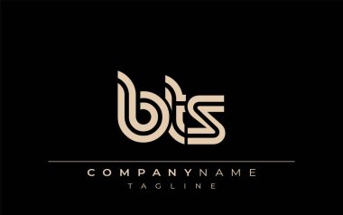 BTS Yaratıcı Eşsiz Modern Harf Logosu Tasarımı. Benzersiz bir harf dizaynına sahip stilize logo, soyut minimalist estetik ve modern cazibe sunar.