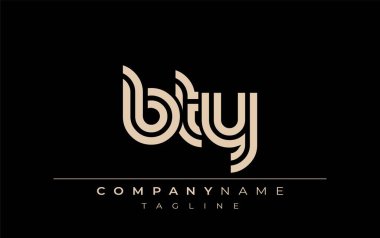 BTY Yaratıcı Eşsiz Modern Harf Logosu Tasarımı. Benzersiz bir harf dizaynına sahip stilize logo, soyut minimalist estetik ve modern cazibe sunar.