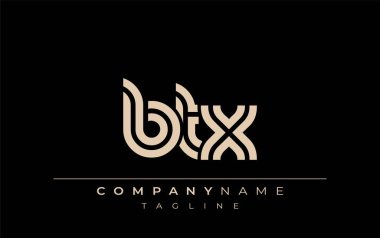BTX Yaratıcı Eşsiz Modern Harf Logosu Tasarımı. Benzersiz bir harf dizaynına sahip stilize logo, soyut minimalist estetik ve modern cazibe sunar.