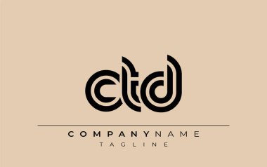CTD Yaratıcı Eşsiz Modern Harf Logosu Tasarımı. Benzersiz bir harf dizaynına sahip stilize logo, soyut minimalist estetik ve modern cazibe sunar.