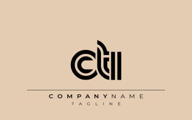 CTI Yaratıcı Eşsiz Modern Harf Logosu Tasarımı. Benzersiz bir harf dizaynına sahip stilize logo, soyut minimalist estetik ve modern cazibe sunar.