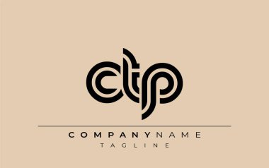 CTP Yaratıcı Eşsiz Modern Harf Logosu Tasarımı. Benzersiz bir harf dizaynına sahip stilize logo, soyut minimalist estetik ve modern cazibe sunar.