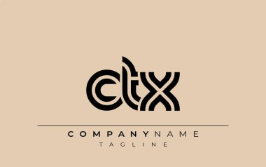 CTX Yaratıcı Eşsiz Modern Harf Logosu Tasarımı. Benzersiz bir harf dizaynına sahip stilize logo, soyut minimalist estetik ve modern cazibe sunar.