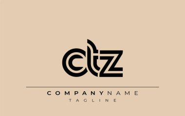 CTZ Yaratıcı Eşsiz Modern Harf Logosu Tasarımı. Benzersiz bir harf dizaynına sahip stilize logo, soyut minimalist estetik ve modern cazibe sunar.