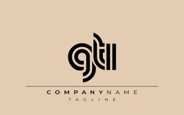GTI Yaratıcı Eşsiz Modern Harf Logosu Tasarımı. Benzersiz bir harf dizaynına sahip stilize logo, soyut minimalist estetik ve modern cazibe sunar.
