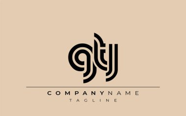 GTJ Yaratıcı Eşsiz Modern Harf Logosu Tasarımı. Benzersiz bir harf dizaynına sahip stilize logo, soyut minimalist estetik ve modern cazibe sunar.