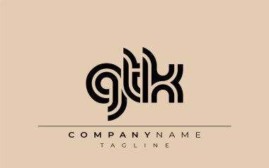 GTK Yaratıcı Eşsiz Modern Harf Logosu Tasarımı. Benzersiz bir harf dizaynına sahip stilize logo, soyut minimalist estetik ve modern cazibe sunar.