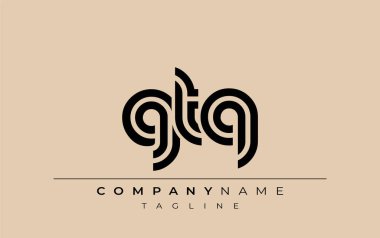 GTQ Yaratıcı Eşsiz Modern Harf Logosu Tasarımı. Benzersiz bir harf dizaynına sahip stilize logo, soyut minimalist estetik ve modern cazibe sunar.