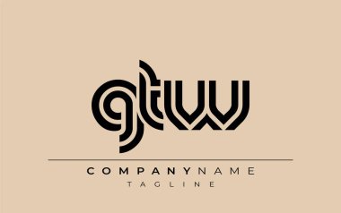 GTW Yaratıcı Eşsiz Modern Harf Logosu Tasarımı. Benzersiz bir harf dizaynına sahip stilize logo, soyut minimalist estetik ve modern cazibe sunar.