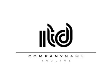 ITD Yaratıcı Eşsiz Modern Harf Logosu Tasarımı. Benzersiz bir harf dizaynına sahip stilize logo, soyut minimalist estetik ve modern cazibe sunar.