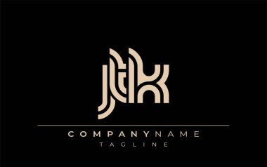 JTK Yaratıcı Eşsiz Modern Harf Logosu Tasarımı. Benzersiz bir harf dizaynına sahip stilize logo, soyut minimalist estetik ve modern cazibe sunar.