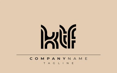 KTF Yaratıcı Eşsiz Modern Harf Logosu Tasarımı. Benzersiz bir harf dizaynına sahip stilize logo, soyut minimalist estetik ve modern cazibe sunar.