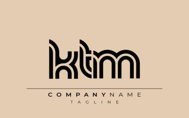 KTM Yaratıcı Eşsiz Modern Harf Logosu Tasarımı. Benzersiz bir harf dizaynına sahip stilize logo, soyut minimalist estetik ve modern cazibe sunar.