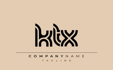 KTX Yaratıcı Eşsiz Modern Harf Logosu Tasarımı. Benzersiz bir harf dizaynına sahip stilize logo, soyut minimalist estetik ve modern cazibe sunar.