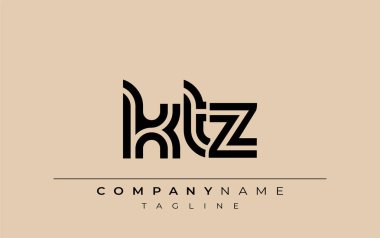 KTZ Yaratıcı Eşsiz Modern Harf Logosu Tasarımı. Benzersiz bir harf dizaynına sahip stilize logo, soyut minimalist estetik ve modern cazibe sunar.