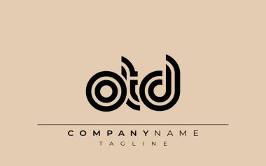 OTD Yaratıcı Eşsiz Modern Harf Logosu Tasarımı. Benzersiz bir harf dizaynına sahip stilize logo, soyut minimalist estetik ve modern cazibe sunar.