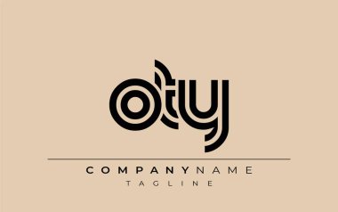 OTY Yaratıcı Eşsiz Modern Harf Logosu Tasarımı. Benzersiz bir harf dizaynına sahip stilize logo, soyut minimalist estetik ve modern cazibe sunar.
